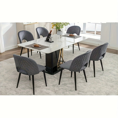 Eetkamerstoel – Stoel – Kuipstoel – Draaistoel – Designstoel – Verstelbare Poten – Metalen Frame – Grijs – Diamantpatroon Rugleuning – Eenvoudig Schoon Te Maken