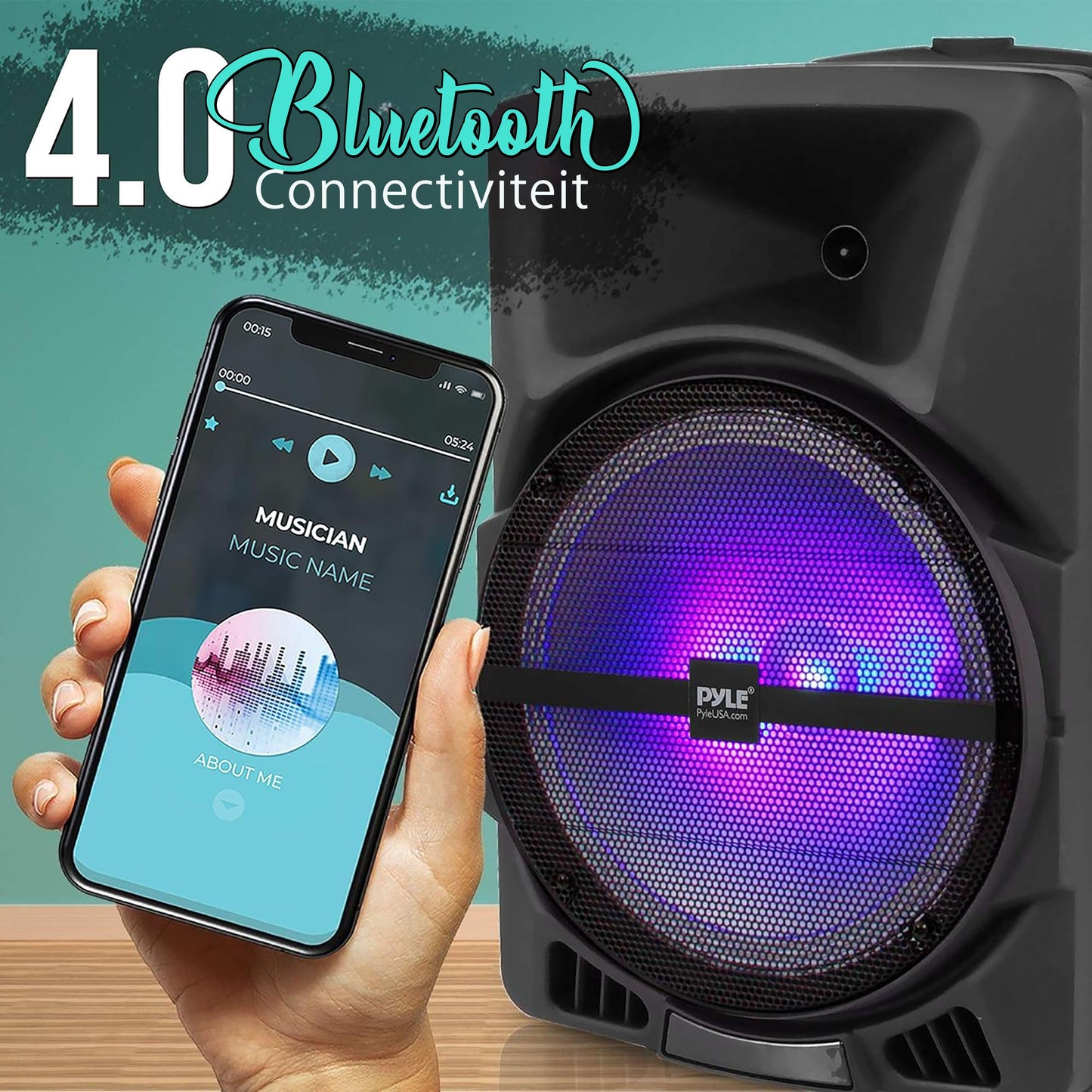 Bluetooth Speaker – Party Speaker – Draagbare Speaker – DJ Speaker – Portable Speaker Met Wieltjes – 800W Vermogen – LED Partyverlichting & FM Radio