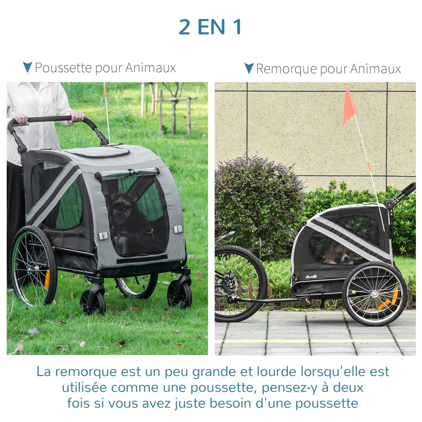 Fietsaanhanger Hond – Hondenfietskar – Hondenkar – Fietskar Huisdier – Hondenbuggy – 2-in-1 Design – Lichtgewicht Aluminium Frame