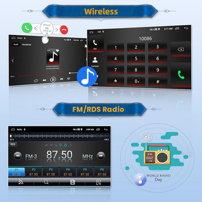 Android 15 Autoradio – 2 DIN Multimedia Systeem – Touchscreen Radio – CarPlay Systeem – GPS Navigatie – 7 Inch HD Scherm – Wireless CarPlay & Android Auto – AHD Achteruitrijcamera en Microfoon – Wit