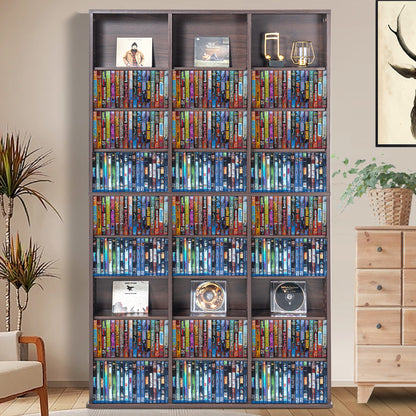 Media Opbergkast – DVD Rek – Cd Kast – Boekenkast – Media Rek – Verstelbare Planken – Stevige Metalen Constructie – 9 Lagen – Geschikt Voor 756 Cd’s – Espresso