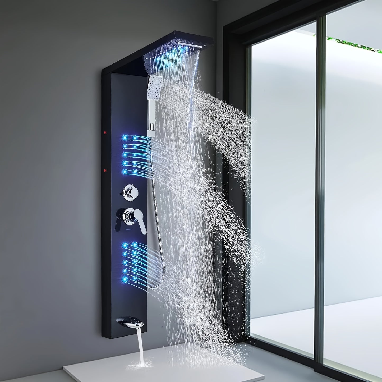 Douchepaneel – Douchepaneel Zwart – Regendouche – Handdouche – Massage Douche – Multifunctioneel – Roestvrij Staal – Waterval Functie