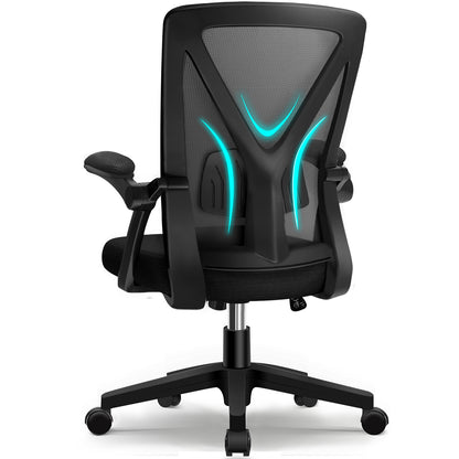 AIIDO Ergonomic Office Chair with Breathable Mesh Backrest, Foldable & Adjustable Armrests, Pressure-Relieving Memory Foam Seat – Tilt Adjustment, Sturdy 5-Wheel Base, 150kg Capacity – Perfect for Long Hours at Home, Desk