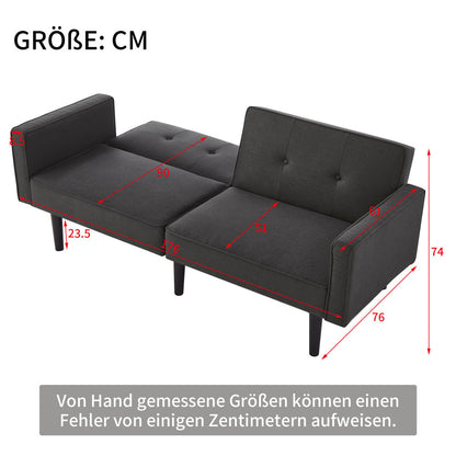 Versatile Adjustable Sofa Bed, Double Couch, Independently Movable Double Backrest with Sleeping Feature, Cotton-Linen Blend Fabric, High-Density Foam Padding