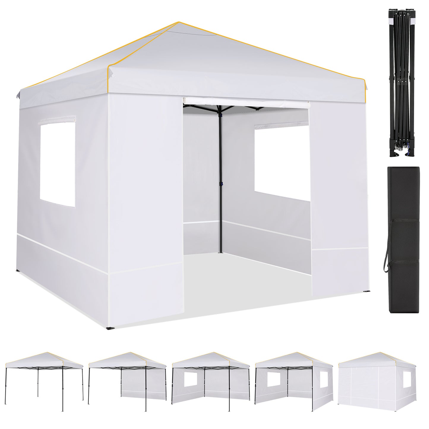 Pop-up Tent – Vouwtent – Partytent – Strandtent – Buitentent – Grijs – 3,05×3,05 Meter – PU-Gecoat Oxford Stof – Stevig Carbonstaal Frame