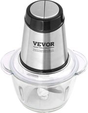 Elektrische Keukenmachine - 400W - 1,2 L - Glascontainer - BPA-Vrij - Met 2 Haksnelheden - S-Vormig Mes - Gebruiksvriendelijk Ontwerp - Geschikt voor Thuisgebruik - Zilver