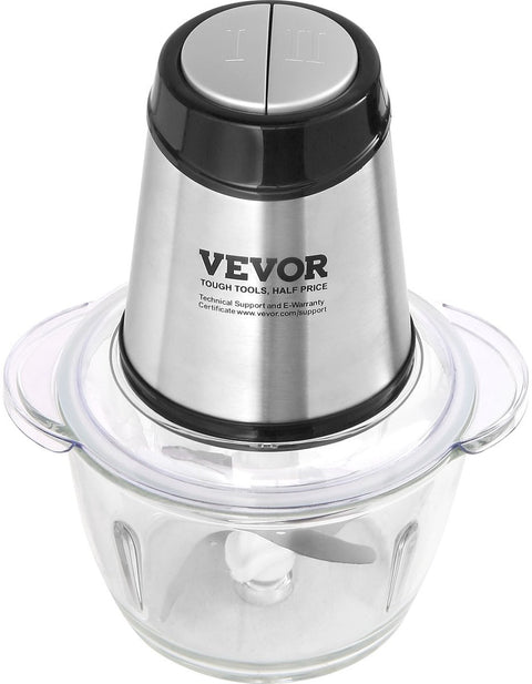 Elektrische Keukenmachine - 400W - 1,2 L - Glascontainer - BPA-Vrij - Met 2 Haksnelheden - S-Vormig Mes - Gebruiksvriendelijk Ontwerp - Geschikt voor Thuisgebruik - Zilver