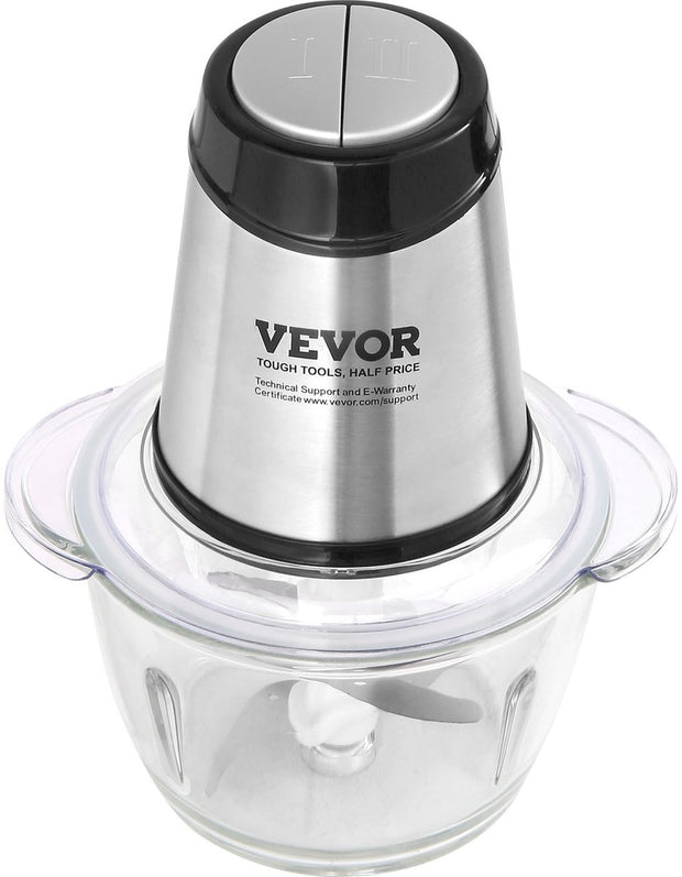 Elektrische Keukenmachine - 400W - 1,2 L - Glascontainer - BPA-Vrij - Met 2 Haksnelheden - S-Vormig Mes - Gebruiksvriendelijk Ontwerp - Geschikt voor Thuisgebruik - Zilver