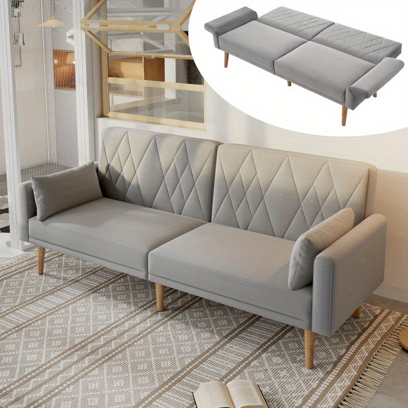 2-zitsbank – Loveseat – Slaapbank – Sofa – Compacte Bank – Verstelbare Rugleuning – Fluwelen Bekleding – Slaapfunctie – 180x75x82 cm – Inclusief Kussens
