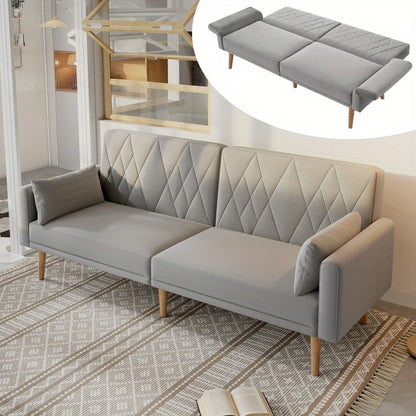 2-zitsbank – Loveseat – Slaapbank – Sofa – Compacte Bank – Verstelbare Rugleuning – Fluwelen Bekleding – Slaapfunctie – 180x75x82 cm – Inclusief Kussens