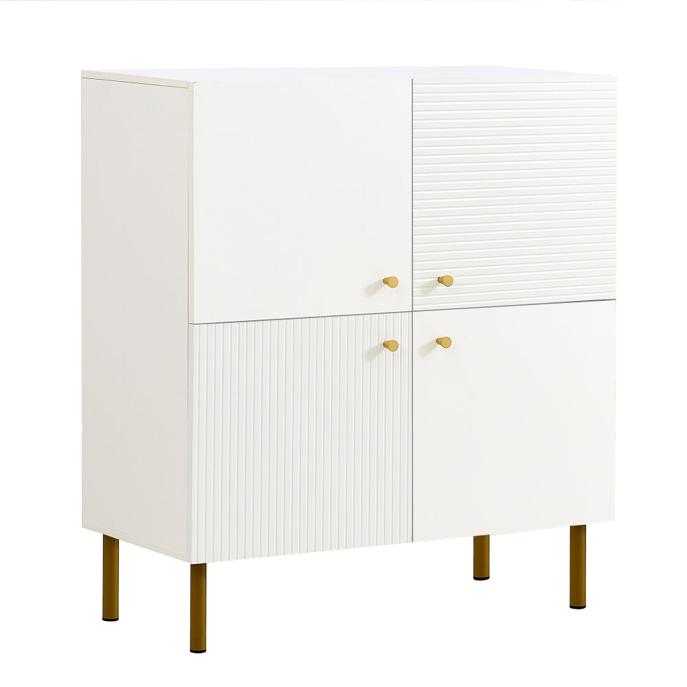 Wit Dressoir – Wandmeubel – Opbergkast – Sideboard – Buffetkast – MDF Met Stalen Poten – 3 Deuren Met Verstelbare Plank