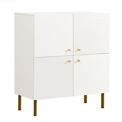 Wit Dressoir – Wandmeubel – Opbergkast – Sideboard – Buffetkast – MDF Met Stalen Poten – 3 Deuren Met Verstelbare Plank