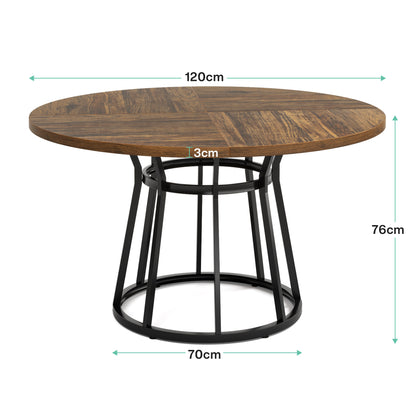 Ronde Eettafel – Rond Tafelblad – Keukentafel – Eetkamertafel – Ronde Tafel – Metaal Poten – 120 Cm – Duurzaam Houten Blad