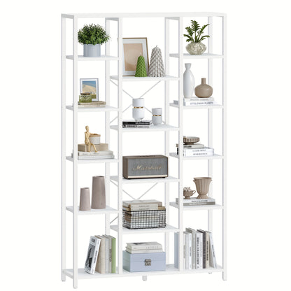 Boekenkast – Boekplank – Boekenrek – Opbergkast – Boekhouder – Wit – 15 Planken – Stevig Houten Frame – 170x100x30 cm