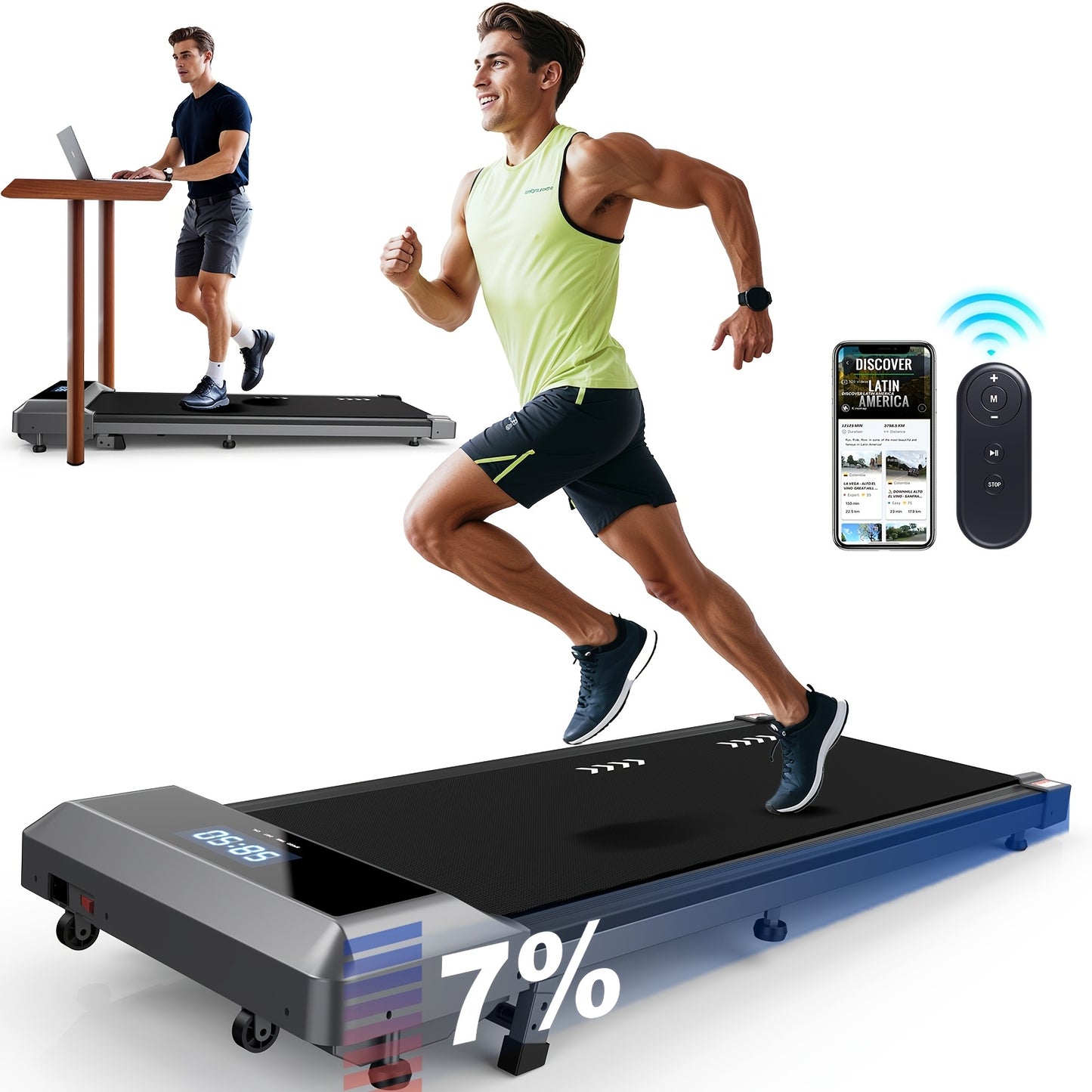 Loopband – Walking Pad – Treadmill – Wandelband – Walking Pad Elektrisch – 6,5% Hellingshoek – Draadloos Bedienbaar Met Afstandsbediening
