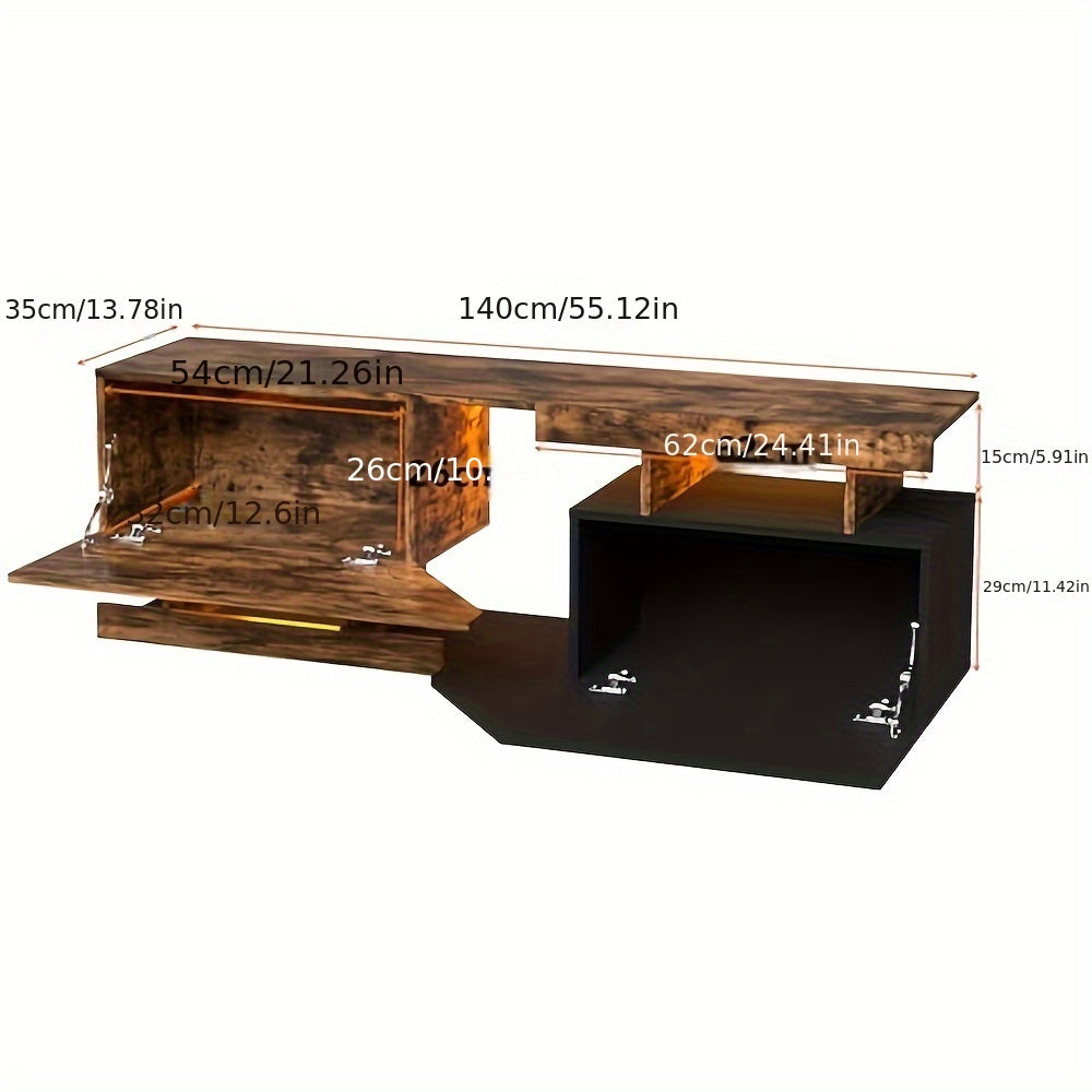 Tv Meubel – Tv Kast – TV-standaard – Lowboard – Dressoir – 140 cm Breed – 2 Laden & 1 Open Vak – Hout & Kunstplaat – Geschikt Voor TV Tot 65 Inch