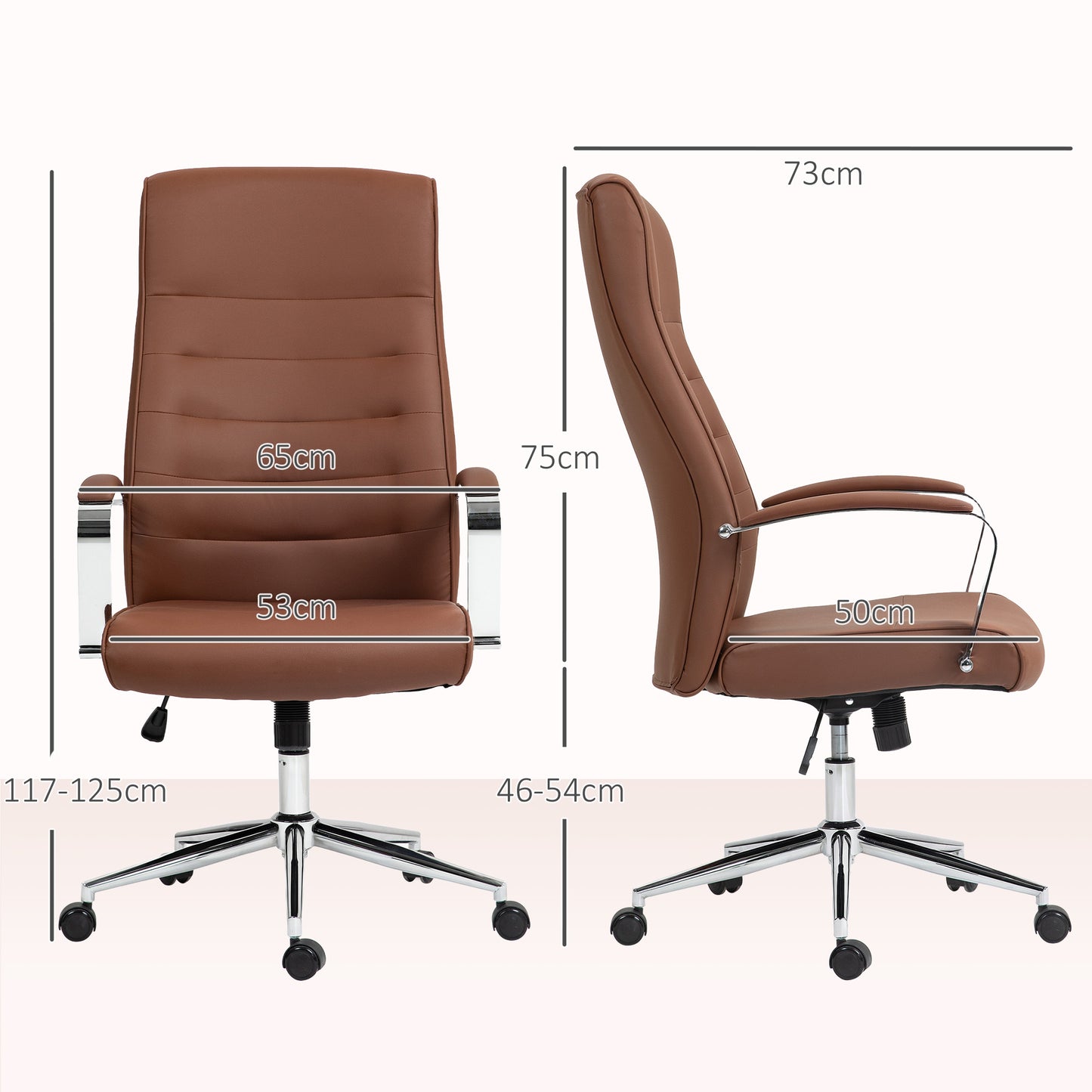 Ergonomische Bureaustoel – Kantoorstoel – Werkstoel – Draaistoel – Computestoel – Verstelbare Hoogte – Kantelfunctie – Hoge Rugleuning – Donkerbruin – Max 120 Kg Belastbaar