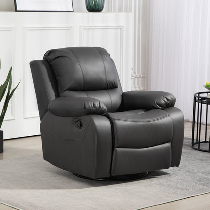 Relaxfauteuil – Relaxstoel – TV Stoel – Draaifauteuil – Ligstoel – Zwart – Verstelbare Rugleuning Tot 135° – Draaibaar En Schommelend