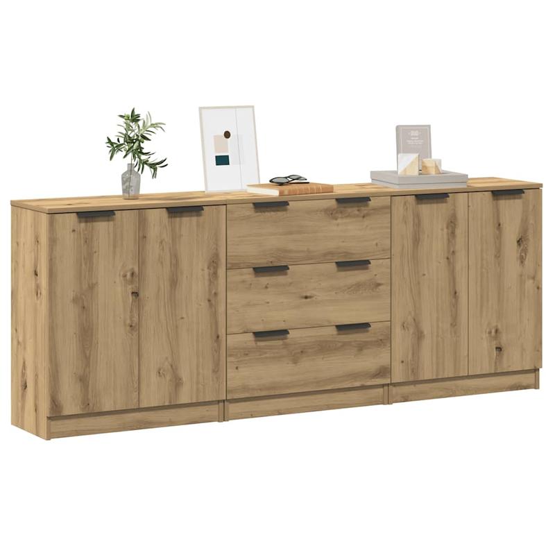 Dressoir – Opbergkast – Ladekast – Buffetkast – Sideboard – Modern Design – Eikenfineer & Spaanplaat – Ruime Opbergruimte ≥68,5 cm Hoog