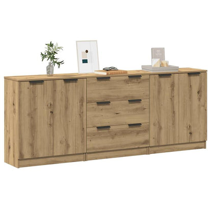 Dressoir – Opbergkast – Ladekast – Buffetkast – Sideboard – Modern Design – Eikenfineer & Spaanplaat – Ruime Opbergruimte ≥68,5 cm Hoog