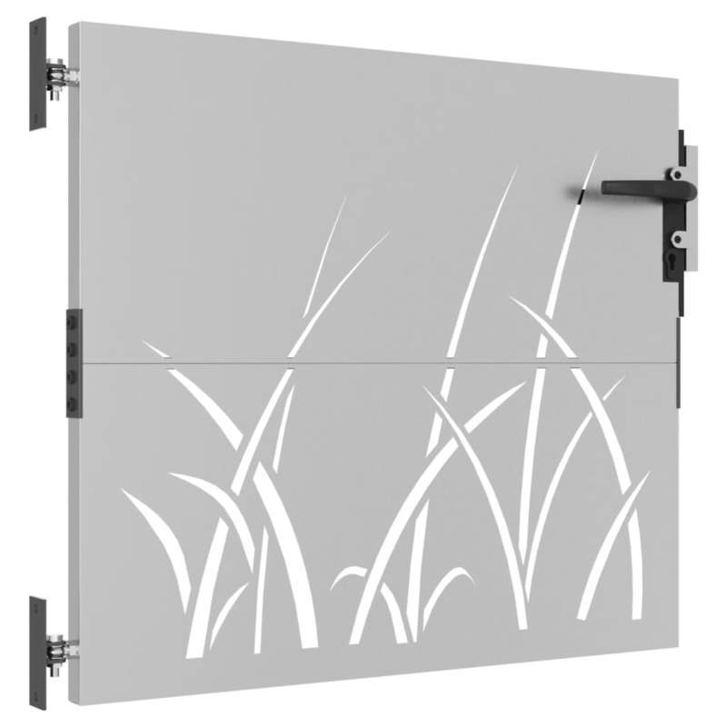 Gate Measuring 85X100 Cm with a Grass Design in Corten Steel, Suitable for Outdoor Terraces.