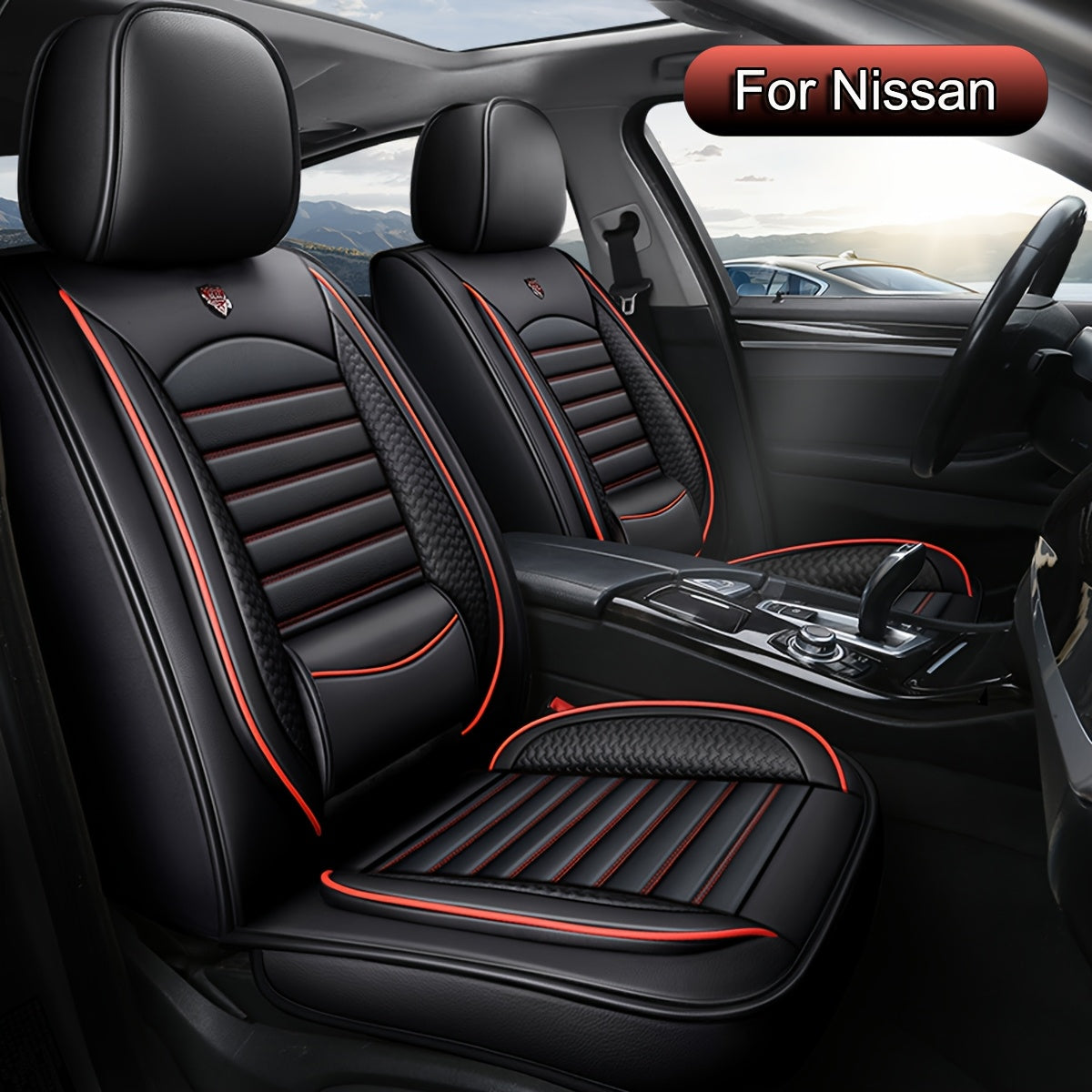 Car Seat Covers Full Set, Fit For Nissan Qashqai, Micra, Note, X-Trail, Leaf, Almera, Faux Leather Car Seat Protector, All Season Universal Car Seat Cushion, Adjustable Car Seat Covers Front Seats And Back