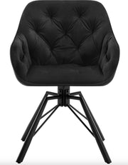 Eetkamerstoel - Set van 2 stoelen - Fluweel eetkamer stoel - Eettafel stoel - Fauteuil - Draaibaar - Velvet - Metalen poot - Zwart