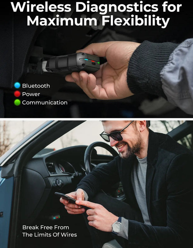 OBD2-scanner - Diagnosecomputer - Slimme diagnosetool - Foutverwijdering - 28 resetfuncties - Draadloos - Volledige systeemcodelezer - Actieve test