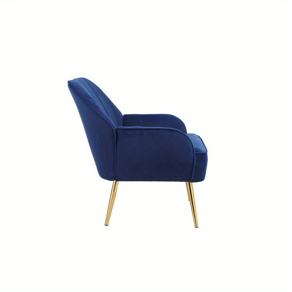 Leisure Fauteuil – Relaxstoel – Velvet Stoel – Leesstoel – Zitsfauteuil – Donkerblauw – Zacht Velvet – Compact Ontwerp