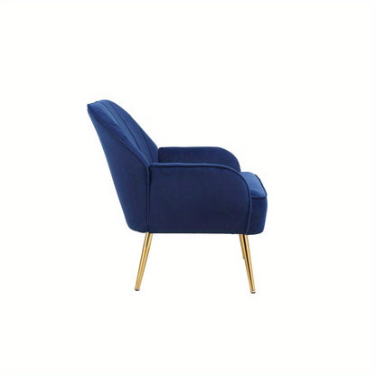 Leisure Fauteuil – Relaxstoel – Velvet Stoel – Leesstoel – Zitsfauteuil – Donkerblauw – Zacht Velvet – Compact Ontwerp