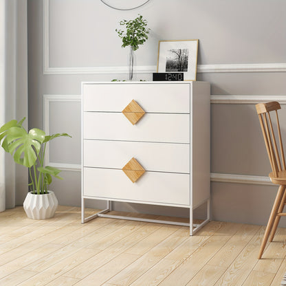Ladekast – Kast – Dressoir – Opbergmeubel – Commode – Wit – Bamboe Materiaal – Ruime Opbergruimte Van ≥3,2 Kubieke Voet