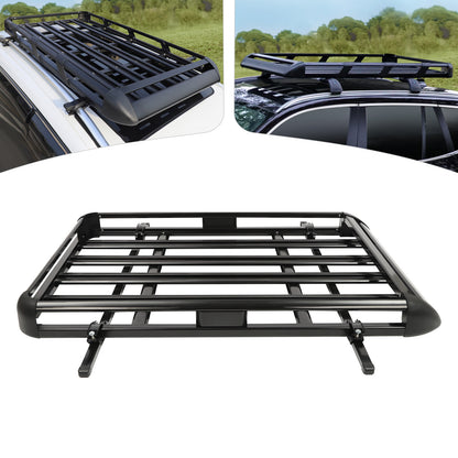 Universele Dakdrager Auto – Dakkoffer Drager – Bagagerek Roofrack – Luggage Carrier – Zwart Aluminium – 140x100 cm – Geschikt Voor SUV Met Bouwdak – Belastbaar Tot 150 kg