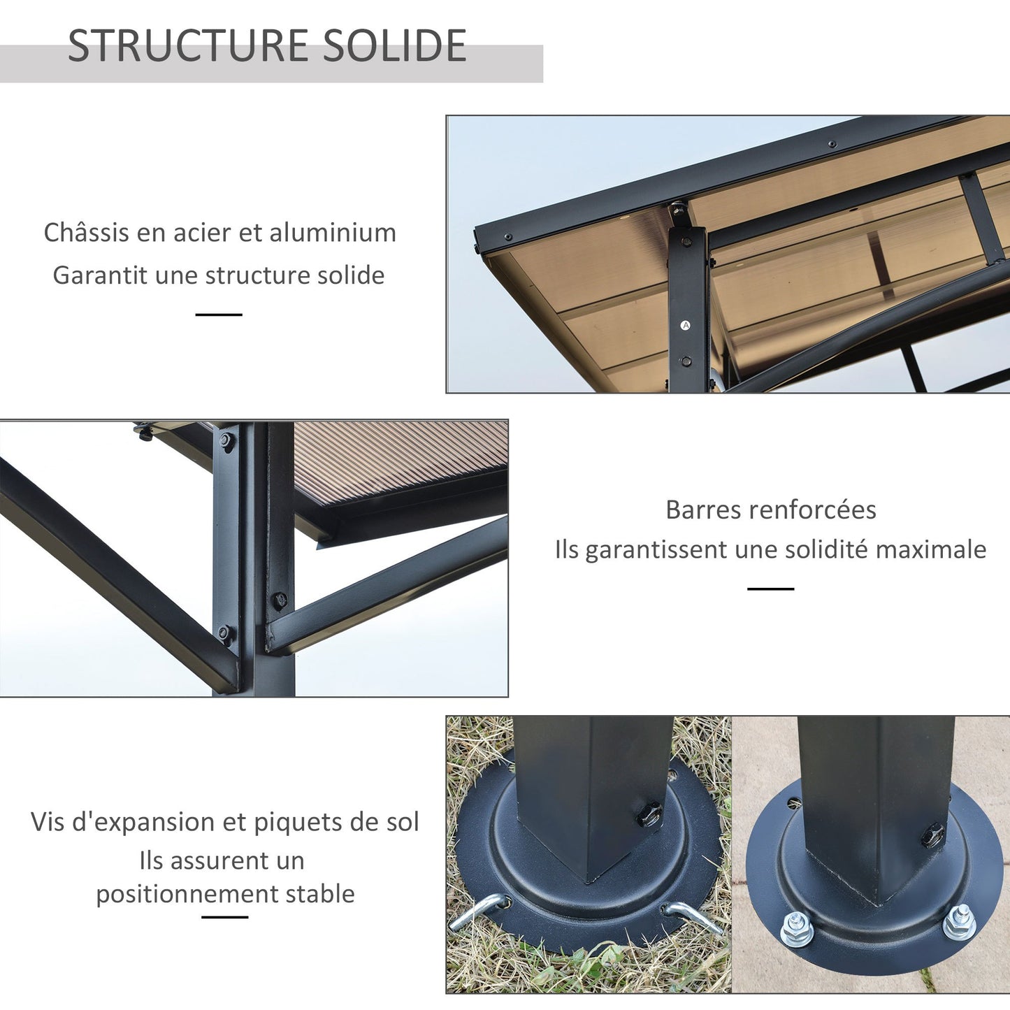 Barbecue Paviljoen – Tuinpaviljoen – BBQ Overkapping – Barbecue Schuilhut – Buitenverblijf – Aluminium en Metaal – Dubbel Polycarbonaat Dak – 2,5x1,5 Meter – Zwart