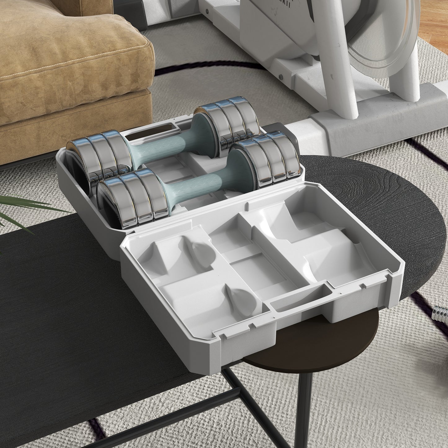 Dumbbells – Halters – Gewichten – Dumbbellset – Verstelbaar Gewicht – Gegalvaniseerd Staal – Inclusief Opbergbox – 2 x 10 kg Grijs