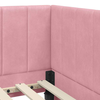 Bedframe – Bed – Eenpersoonsbed – Slaapbank – Kinderbed – Blauw Velvet Hoofdbord – Stevig Plaatmateriaal – Lattenbodem 80x200 cm