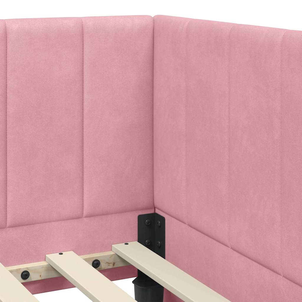 Bedframe – Bedombouw – Slaapkamerbed – Eenpersoonsbed – Wijnrood Fluwelen Hoofdbord – Stevig Plaatmateriaal 90x200 cm