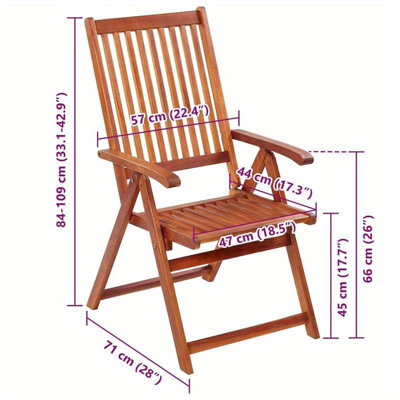 Tuinstoelen – Inklapbare Stoelen – Buitenstoelen – Acaciahouten Stoelen – Ergonomisch Design – Duurzaam En Stevig