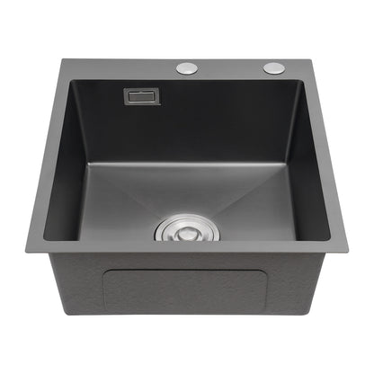 RVS Keukenspoelbak – Spoelbak RVS – Inbouw Spoelbak – Werkblad Spoelbak – Enkele Kom – 201 Roestvrij Staal – Anti-Overloop Ontwerp – Geluidsisolatie – 50x45x20 cm – Geborstelde Afwerking