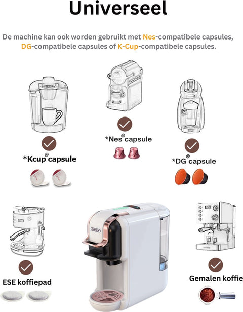 Coffee Machine - Nespresso Koffiemachine - Espresso -  Koffiezetapparaat- ijskoffie - 5 in 1 - Zwart