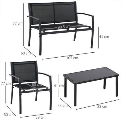 Tuinmeubelen – Loungeset – Zitgroep – Loungebank – Tuinset – Met Metalen Frame – Textilene Bekleding