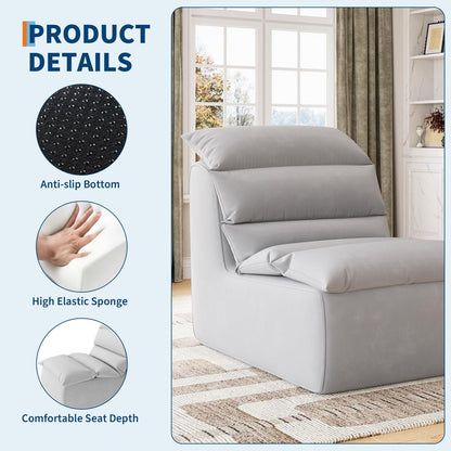 Adult Bean Bag Chair with High-Resilience Foam - Heavy-Duty Floor Sofa, Non-Slip Base & Easy Assembly, Grey Lounger for Reading, Gaming, for - Compatible with Hard Floors (Living Room, Bedroom)
