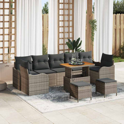 Tuinbank – Buitenbank – Tuinmeubel – Loungeset – Modulaire tuinbank – Weerbestendig kunstrotan – Donkergrijze polyester kussens - Grijs-Donkergrijs