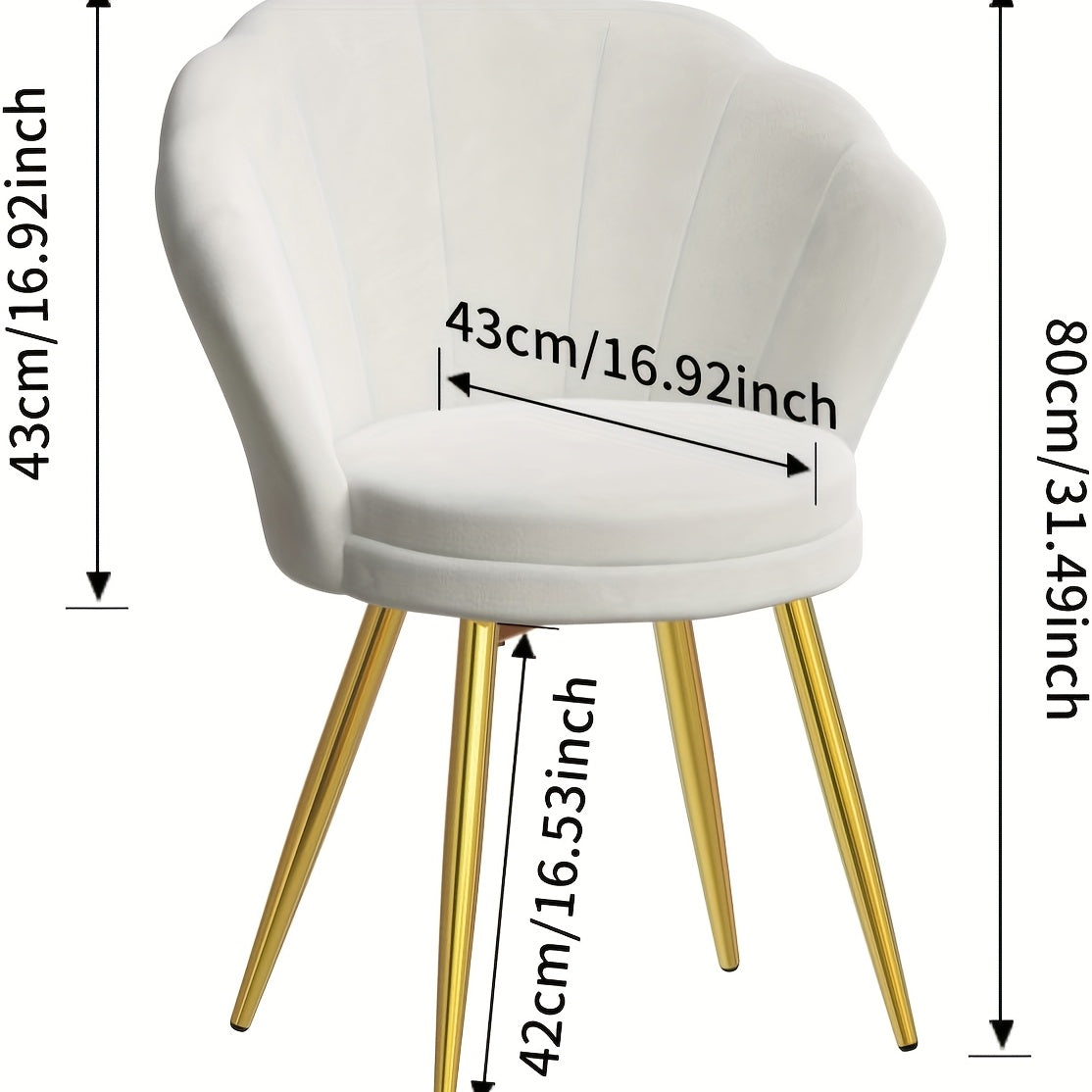 Velvet Fauteuil – Fluwelen Stoel – Lounge Stoel – Relaxfauteuil – Witte Zetel – Zacht Memory Foam – Gouden Metalen Poten
