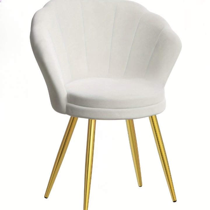 Velvet Fauteuil – Fluwelen Stoel – Lounge Stoel – Relaxfauteuil – Witte Zetel – Zacht Memory Foam – Gouden Metalen Poten
