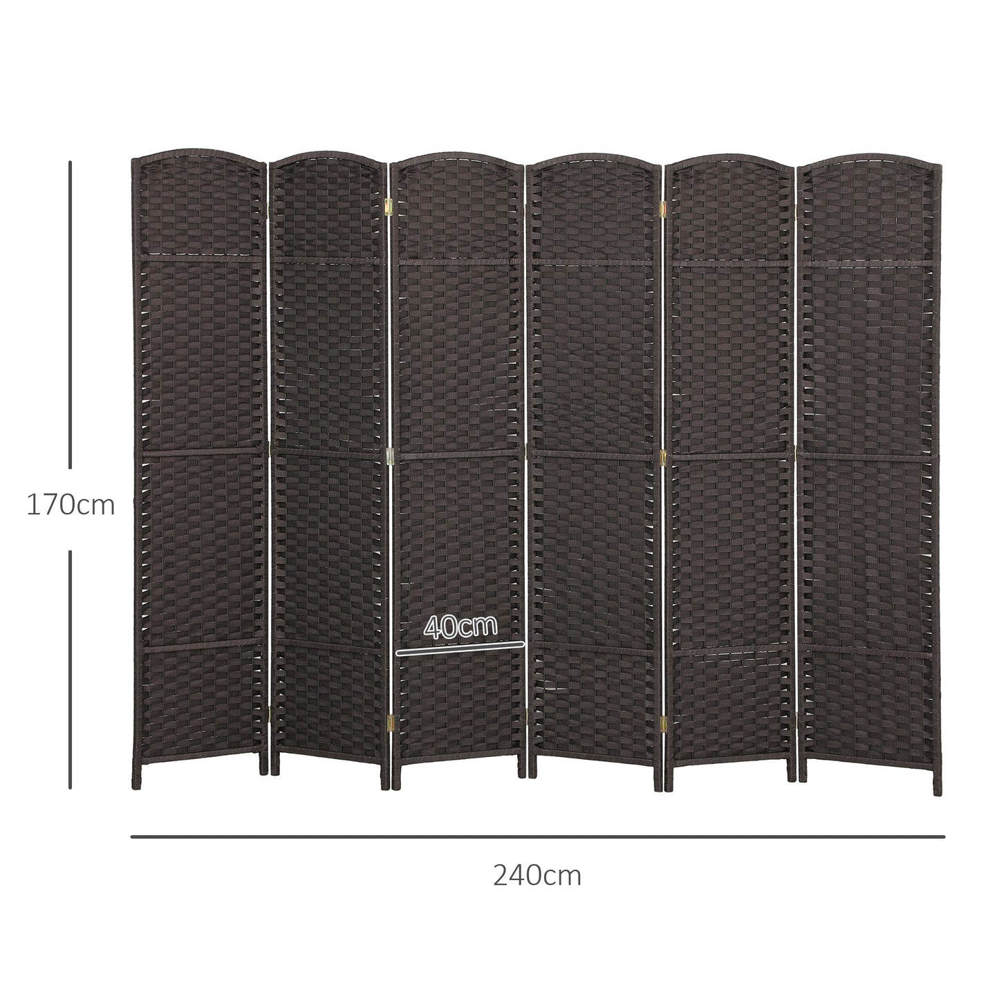 Kamerverdelersysteem – Kamerscherm – Roomdivider – Scheidingswand – Privacywand – 6-panelen – Opvouwbaar en Lichtgewicht – Bruin