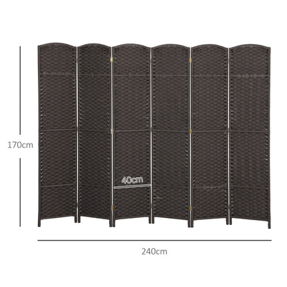 Kamerverdelersysteem – Kamerscherm – Roomdivider – Scheidingswand – Privacywand – 6-panelen – Opvouwbaar en Lichtgewicht – Bruin