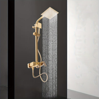 Golden Douche Systeem – Regendouche – Douche Set – Douchekop – Douche Accessoires – Roestvrij Staal – Verstelbare Hoogte – Luxe Gouden Afwerking