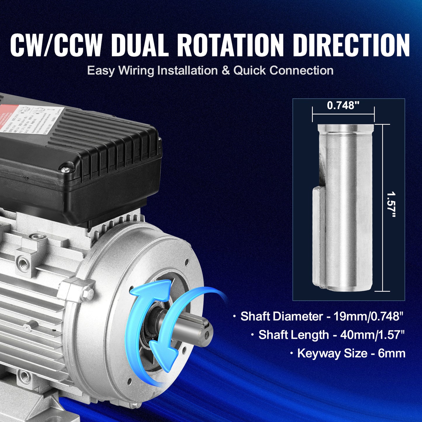 Elektromotor – Elektrische Motor – Motor 2,2 kW – AC Motor – Single Phase Motor – 2800 RPM Snelheid – Links- en Rechtsom Draaibaar