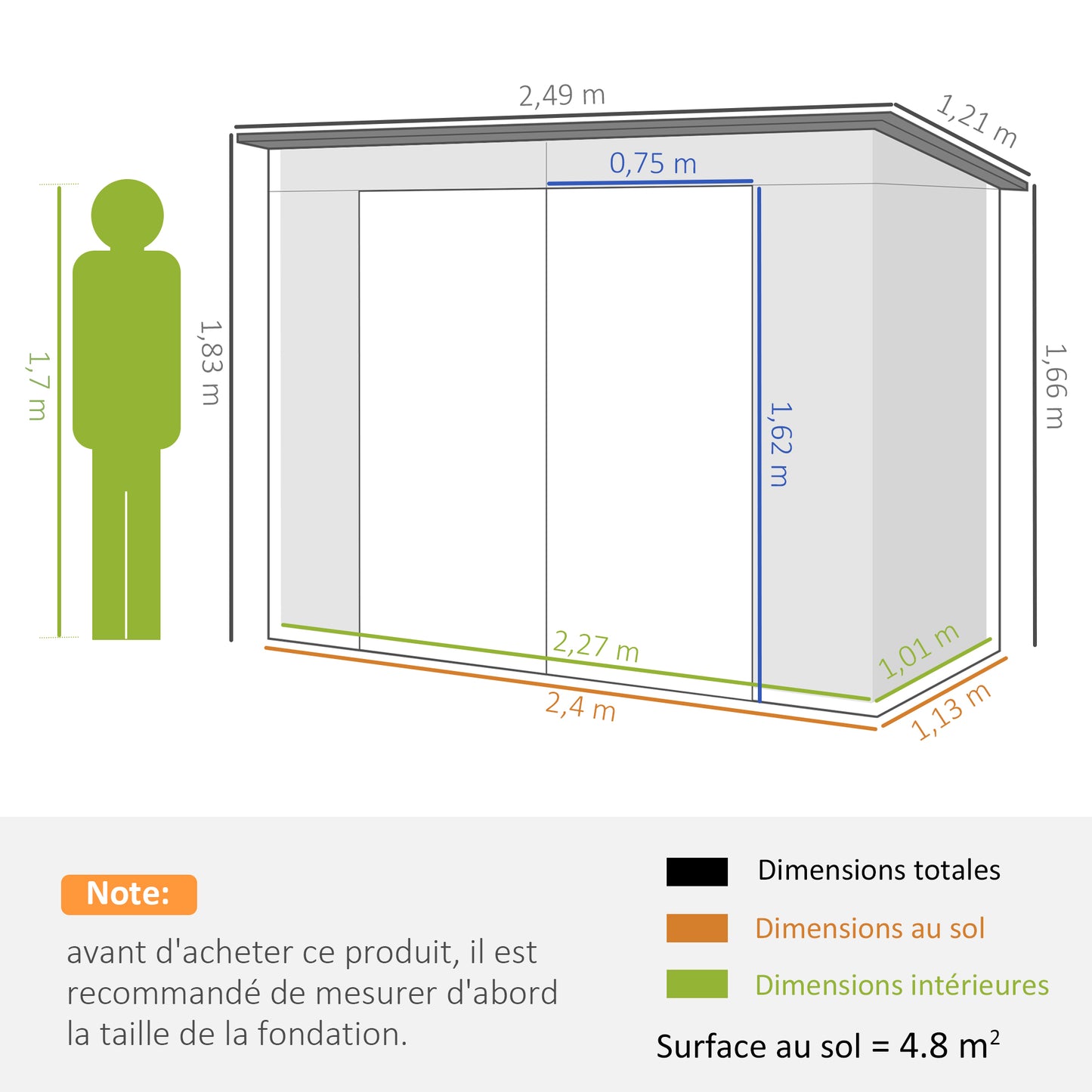 Tuinhuisje – Tuinschuur – Gereedschapsschuur – Tuinkast – Metallische Tuinkast – 3m² Opbergruimte – Weerbestendig Aluminium