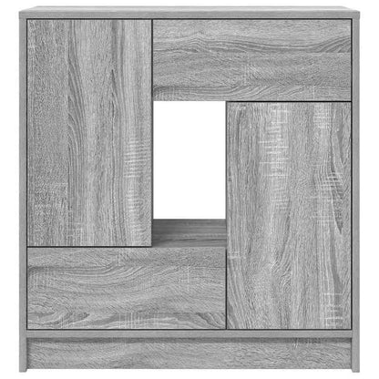 Sidetable – Sidetable Met Laden – Opbergkast – Kastje – Dressoir – Grijs – Massief Pijnhout – Compacte Afmetingen 70,5x34x74,5 cm